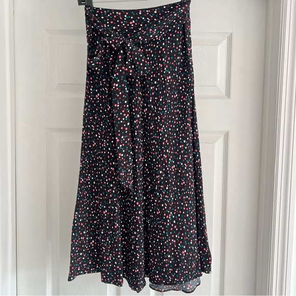 DIANE VON FURSTENBERG Confetti Dots Black Midi Skirt Tie Waist 2 - Picture 3 of 11